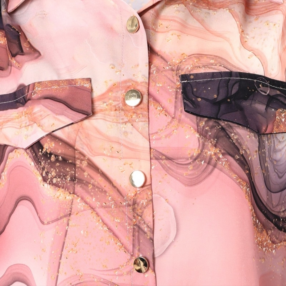 Marble Print Longsleeve Blouse - Picture 5 of 8